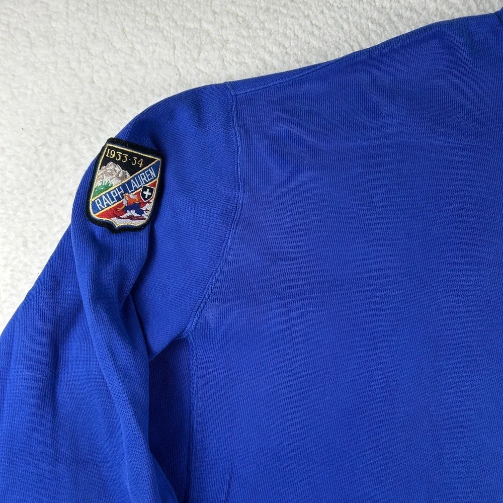 Polo Ralph Lauren Sweatshirt Mens 3XLT Blue 1/4 Zip Mock Neck Big Pony Ski Patch